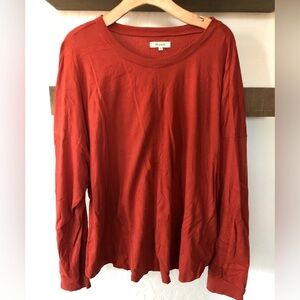 Madewell|Plus size burnt orange/rust color lightweight Crewneck sweater top•2X